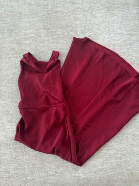 Satin Burgundy Midi Dress